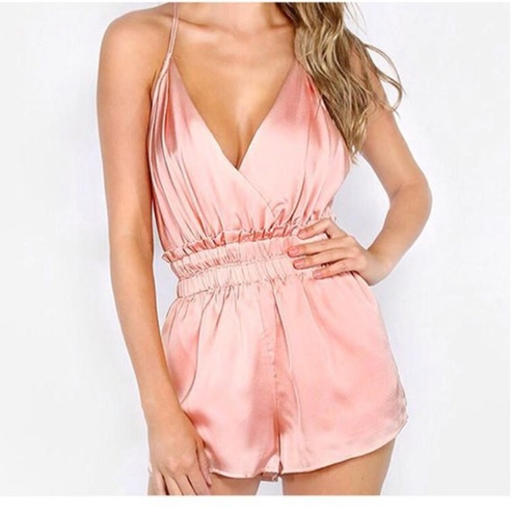 Silk pink romper